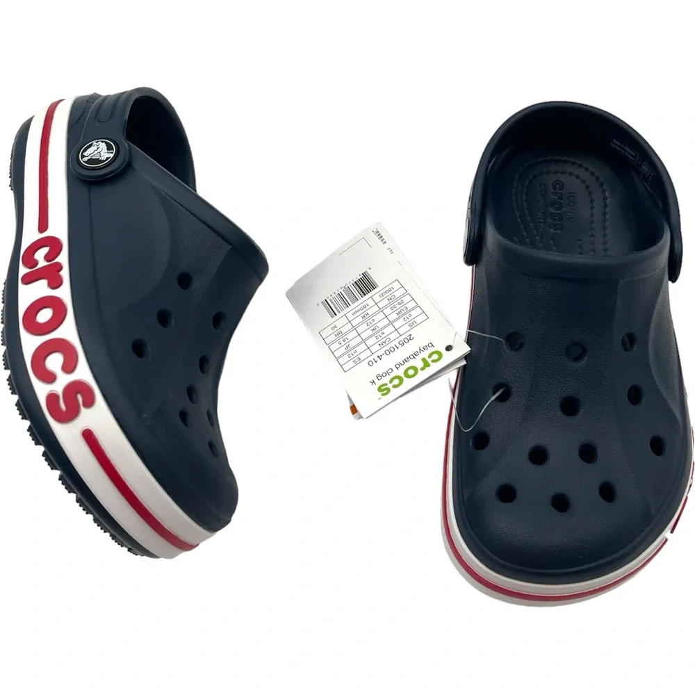 Crocs‎ Bayaband Little Boys Girls Slip-on Clog SZ 11-13 Navy Blue Water F…